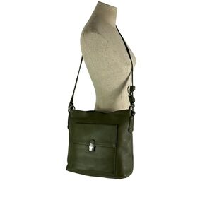 Genuine Vintage CRISTINA Olive Green Pebbled Leather Bag Purse